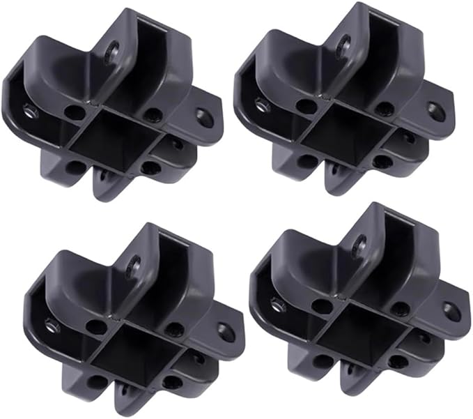 Pop-Up Canopy Center Connector 4-Way Black Plastic, Fits 34×34mm Square Tubes for Gazebo Tent and Awning Frames, Quick Screw-On Assembly, 4-Pack for Outdoor Camping Use(Upper Four Forks)
