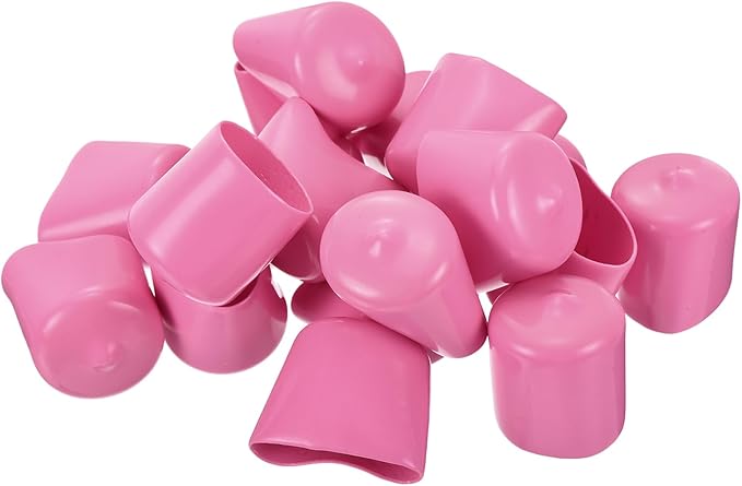 uxcell 10pcs Rubber End Caps 24mm ID Vinyl Round End Cap Cover Screw Thread Protectors Pink
