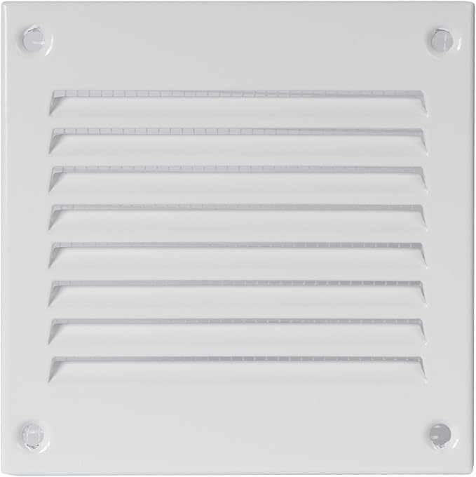 Repa Market 5-Pack 4x4 Inch Air Vent Cover/White Galvanized Steel Louvered Grill Cover with Mesh Screen/Wall or Ceiling Vent/Durable Flush Mount HVAC Register for Indoor and Outdoor Ventilation