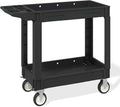 Heavy Duty Utility Rolling Tool Cart, 550 lbs Capacity Utility Service Cart with Two Trays and Wheels, 40 x 17-Inch Rolling Service Carts Huge Storage, Garage, Warehouse, Workshop, Black