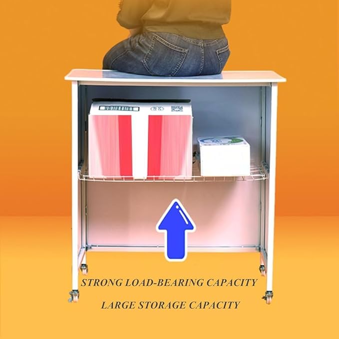 Folding Portable Promotion Counter Table - Pop Up Podium for Trade Shows, Events & Tastings, Commercial Display Booth Kiosk with Banner Stand(Size:80 * 40 * 180cm,Color:MDF Board)