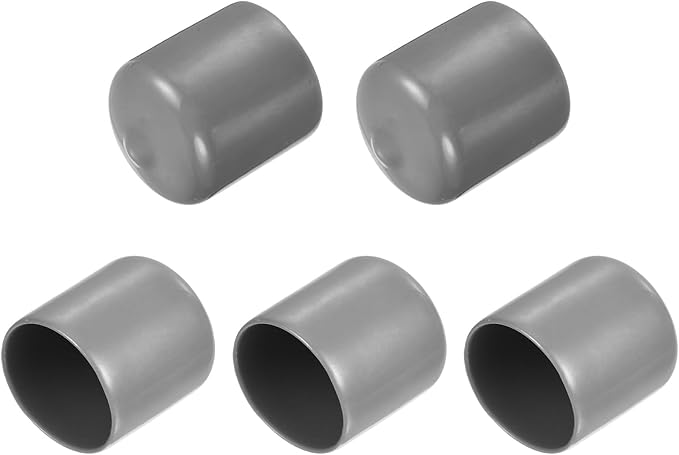 uxcell 5pcs Rubber End Caps Protective Caps 28mm ID Vinyl PVC Round Tube Bolt Cap Cover Screw Thread Protectors Light Gray