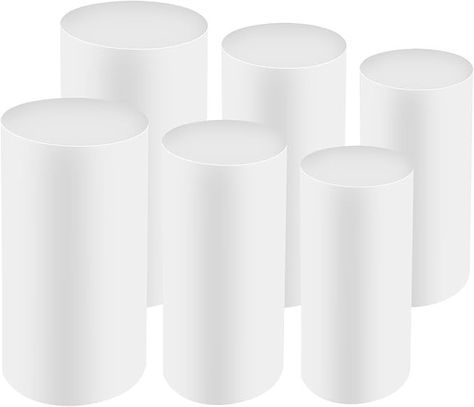 6Pcs Metal Pedestal Stand for Party, Large White Cake Stand, Pedestal Display Plinth Pillars for Wedding Ceremony Birthday Party Art Decor, Column Decorative Cube for Wedding Dessert Table Display