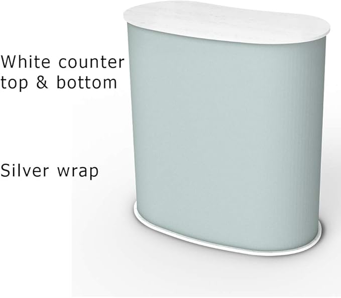 Vispronet Portable Trade Show Counter – 3ft Podium Countertop, Vendor Table with Silver Corrugated Plastic Sidewalls, Table Top Podium for Convention Booth Display, Carry Bag Included (White)