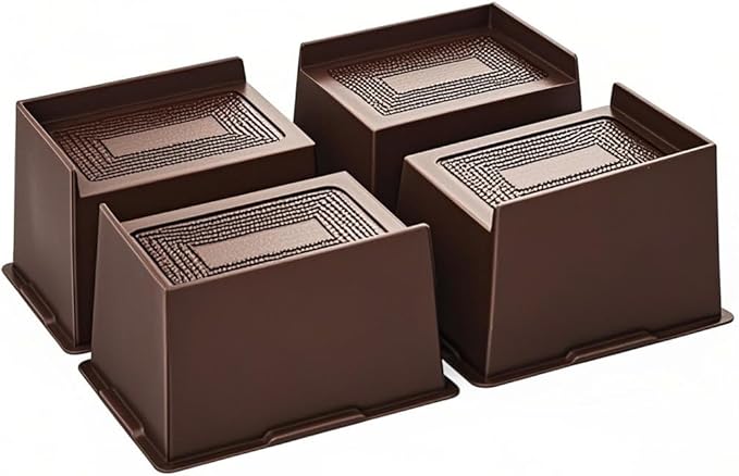 Bed Risers 4 Inch Heavy Duty, Oversized Furnitures Risers 4 inch Support 6000 lbs, Bed Table Rising Blocks, Fits for Couch, Sofa, Chair, Furniture Lifts 4 Pack,Dark Brown