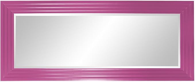 Howard Elliott Hot Pink Tall Delano Mirror, Large Self Standing Full Length Rectangular Mirror with Stepped Levels, 34 x 82 Inch