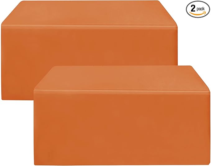 HolidayIdeas Fitted Table Covers for 6 Foot Tables - 72 x 30 Inch - 2 Pack Rectangle Orange Table Clothes Polyester Fabric Table Cover for Folding Table, Parties, Holiday Dinner, Wedding, Trade Show