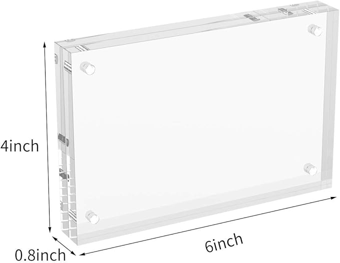 AITEE 4x6 Acrylic Picture Frames 3 Pack, 20% Thicker Block, Clear Picture Frames Freestanding Double Sided Magnetic Acrylic Lucite Frameless Transparent Square Frame Gift for Desktop Display