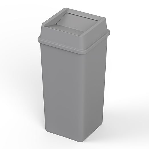 Square Commercial Trash/Garbage Can | Outdoor/Office/Restaurant/School/Kitchen (Trash Can with Lid, Gray, 50 Gallon)
