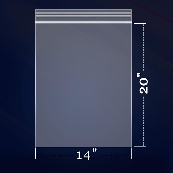 iMailer 500 Count 14" x 20" Large Clear Plastic Reclosable Poly Zip Bags - 2 Mil, 2 Gallon for Clothing, T-Shirts, Pants