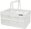 crates for storage,plastic baskets for organizing,collapsible shopping basket,foldable crate with Handles,collapsible storage crate,car basket,for Kitchen,Bathroom,Medicine (White, S)