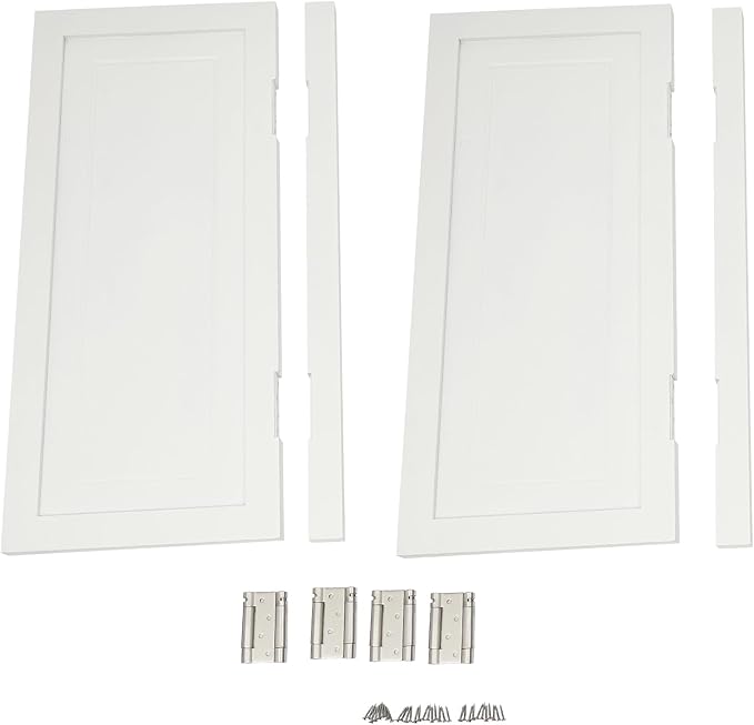 Solid Wood Interior Swing Door with Metal Hinges - Swinging Cafe Doors for Kitchen, Stairs, Bedroom Entrance & Partition (White, 35.43"X35.43")