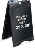 Jumbl A-Frame Signboard 22” x 28” Display Surface – Large Outdoor Sandwich Board w/Weather Resistant PVC Sign Protector & Sand Fill Holes – Dual Signage Stand for Storefront Sidewalk Curb (Black)