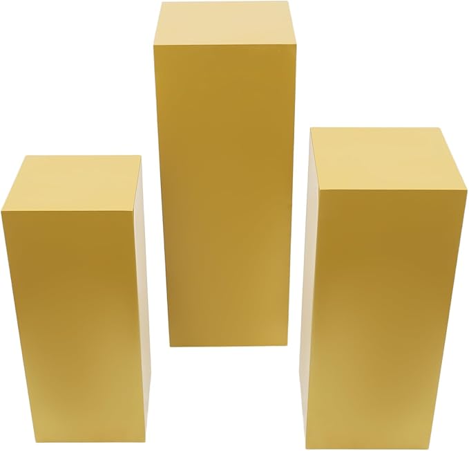 Cake Pedestal Stands for Party 3PCS Dessert Table Display Plinth Pillars Gold Square Pedestal Stands for Wedding Sculpture Display Column Decoration Cube (3PCS-Square-Gold)