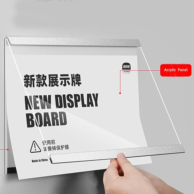 Wall Mount Acrylic Sign Holder Self Adhesive Magnetic Display Frame Clear Document Frame for Office, Store, School, Home, Wall Picture Frame (Horizontal A3 297×420mm/11.69×16.54inches)