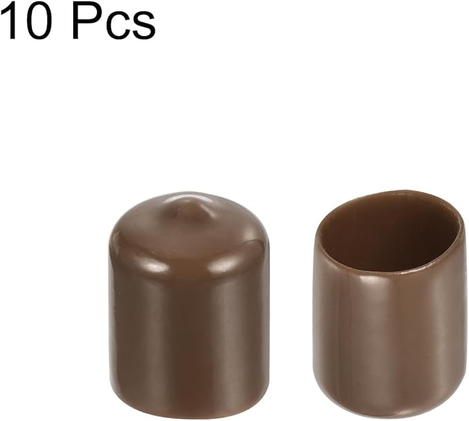 uxcell 10pcs Rubber End Caps 16mm(5/8") ID Vinyl Round End Cap Cover Screw Thread Protectors Brown