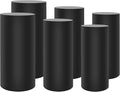 Eapmic Pedestal Stands for Party, Cake Pedestal Stand, Dessert Table Display Plinth Pillars, Sculpture Display Column Decoration Cube for Wedding Birthday (Black, Cylinder-6Pcs(27.56"+26"+23.62"))