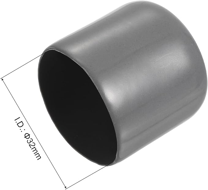 uxcell 10pcs Rubber End Caps 32mm(1 1/4") ID Vinyl Round End Cap Cover Screw Thread Protectors Dark Grey