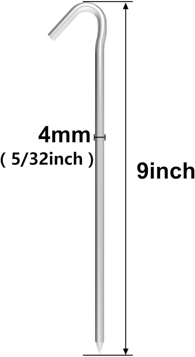 9 Inch Tent Stake Yard Inflatable Stakes Metal Tent Pegs Heavy Duty Ground Stake Fence Hooks Camping Spikes for Canopies, Tarp and Outdoor Christmas Decorations (60)
