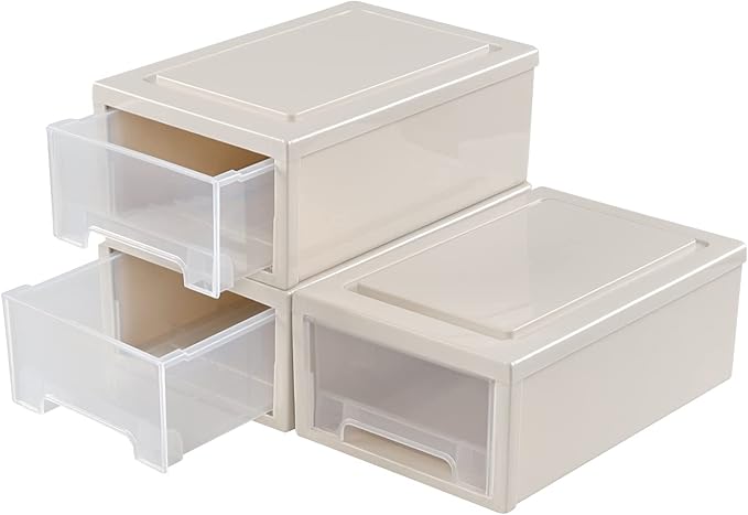 Readsky 6 Quart Stacking Plastic Storage Drawers, Drawer Unit Plastic, 3 Packs