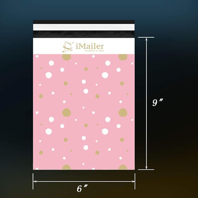 200 Count - 6x9 inch, Pink Polka Dot - Thank You Poly Mailer Envelope, Mailing Shipping Bags with Self Seal Strip
