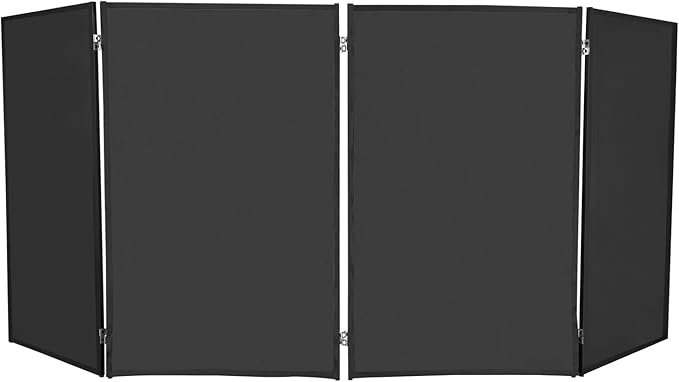 DJ Foldable Facade DJ Facade Table Station Portable Event Booth with 4 Detachable Panels Black Metal Frame Projector Display Scrim Panel with Carry Bag-28x47inch