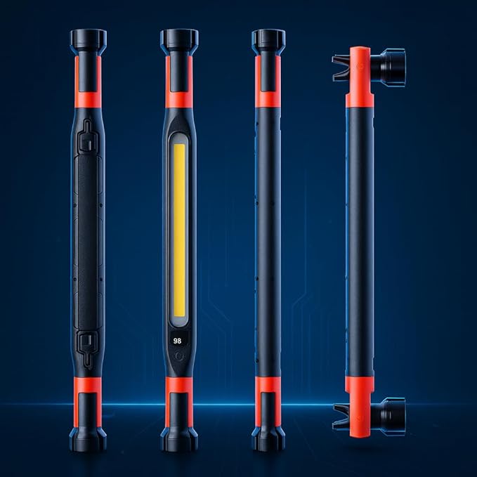 2026 Magnetic Rechargeable LED Work Light Bar, Under Hood Mechanic Light for Car Repair, Garage, Shop & Detailing, Portable Cordless Trouble Light with Strong Magnet & Hanging Hook (1 Pack)
