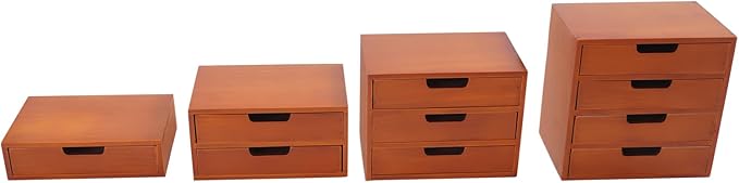 4-piece Drawer Cabinet, Organizer Sorter Container Keeper Unit Storage Box Stackable Chest Divider Shelf System with 10 Drawers & 4 Stackable Units for Home Office Study Room Dorm Bedroom(Brown)