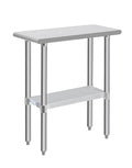 Hally Stainless Steel Table for Prep & Work 30 x 12 Inches, NSF Commercial Heavy Duty Table with Undershelf and Galvanized Legs for Restaurant, Home and Hotel