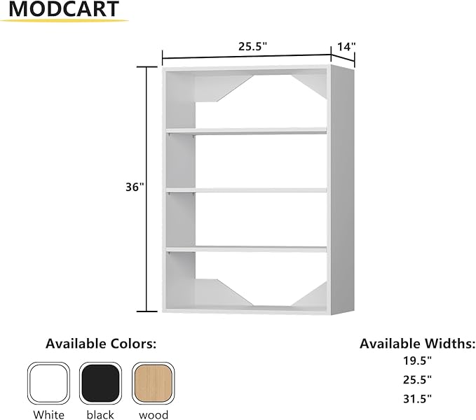 Short Tower Closet Unit, Modular Closet System, Wood Closet System Organizer with Storage for Walk In Closets, Clothing Rack Wardrobe Closet for Hanging Clothes, Bedroom, White, 25.5"W