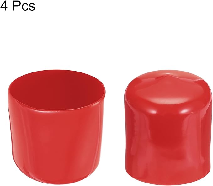 uxcell 4pcs Rubber End Caps 39mm ID Vinyl Round End Cap Cover Screw Thread Protectors Red, 30mm Height