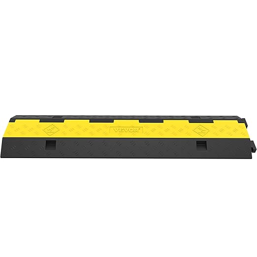 VEVOR Cable Protector Ramp, 5 Packs 2 Channels Speed Bump, Rubber Modular Humps Rated 11000 LBS Load Capacity, Protective Wire Cord Ramp Driveway Rubber Traffic Speed Bumps Cable Protector
