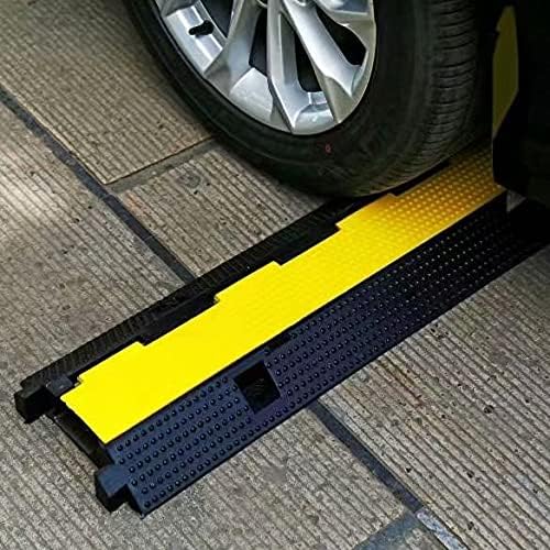 Rubber Cable Ramp Cord Cover Cable Protector Ramps Wire Hose Protective 1 Channel 22000Lbs Load Capacity Traffic Speed Bump for Asphalt Concrete Gravel Driveway Indoor Outdoor, 5 Pack