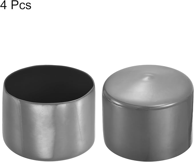 uxcell 4pcs Rubber End Caps 75mm ID Vinyl Round End Cap Cover Screw Thread Protectors Dark Grey, 50mm Height