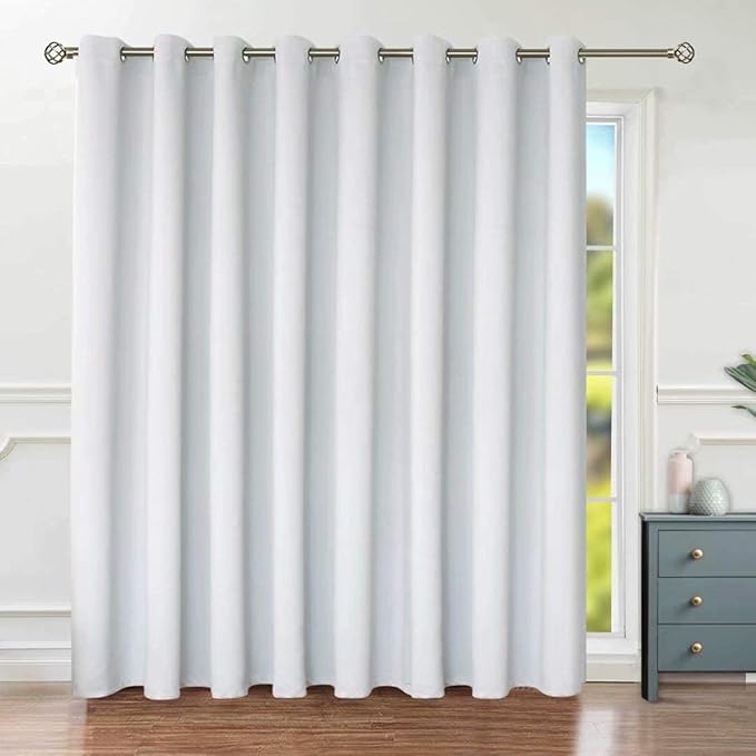 BGment Large Room Darkening Blackout Curtains Fashion Sliding Door Curtain 180 X 96 Inches, Wide Thermal Room Divider Window Curtain, 1 Panel, Greyish White, 96 Length X Wide 180