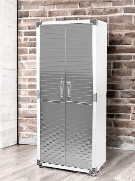 Heavy Duty Storage Solid Stainless Steel Cabinet with Lockable, Adjustable Shelf, Metal Garage Organizer (White, 30" W x 18" D x 72" H)