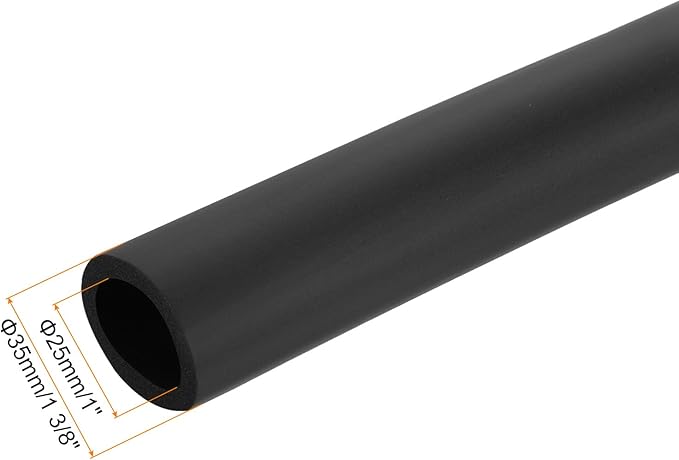uxcell Foam Tubing for Handle Grip Support,25mm(1") ID 35mm(1 3/8") OD 0.3 Meter/1ft Length Black