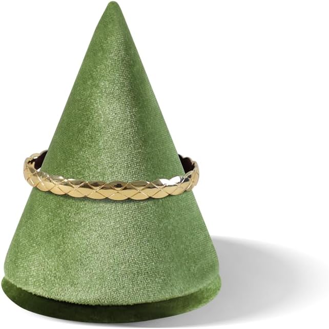 Resilient Velvet Bracelet Display Stand, Cone-Shaped Bangle Storage Holder For Jewelry Store Retail Countertop Organizer Stand (Green, Resilient Velvet)
