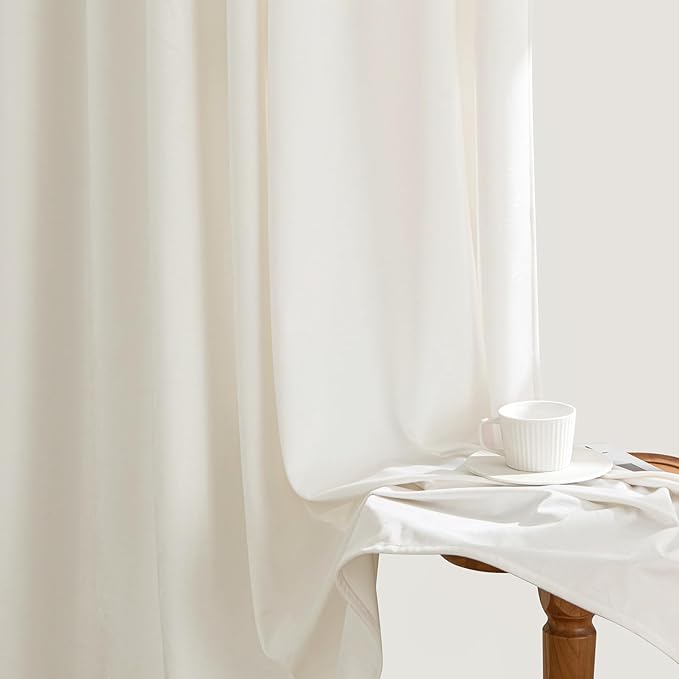 MIULEE Ivory Velvet Curtains 90 inches Long, Pinch Pleated Blackout Drapes with Hooks, Cream Thermal Insulated Pinch Pleat Panels for Bedroom Living Room, 2 Panels