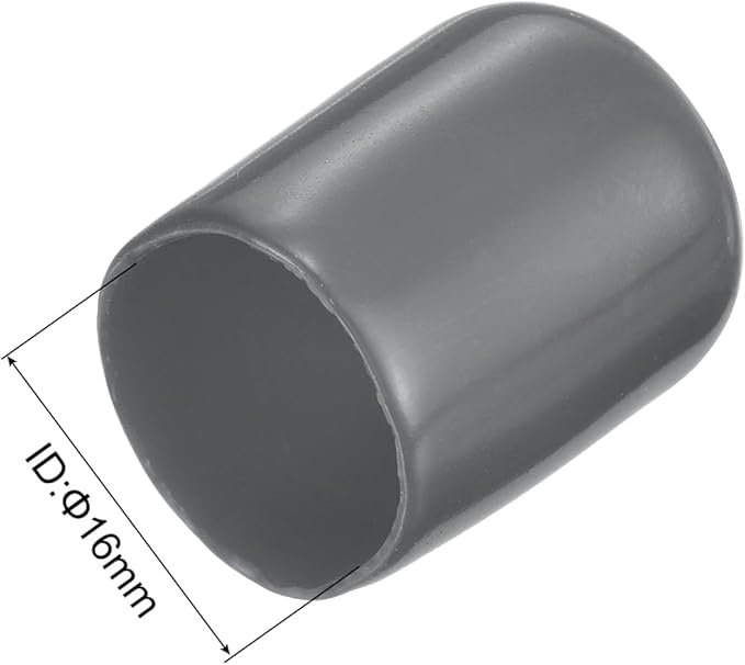 uxcell 10pcs Rubber End Caps 16mm ID Vinyl Round End Cap Cover Screw Thread Protector Dark Grey