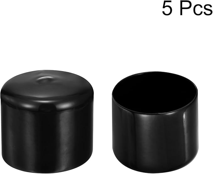 uxcell 5pcs Rubber End Caps 2"(50mm) ID Vinyl PVC Round Tube Bolt Cap Cover Screw Thread Protectors Black