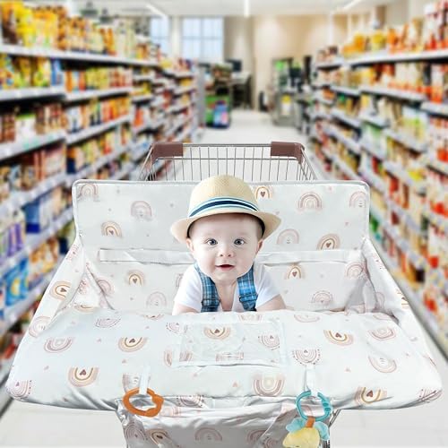 Shopping Cart Cover for Baby,2-in-1 High Chair Cover with Portable Cloth Bag,Cart Seat Pad for Babies Grocery Cushion Cover Restaurant,Suitable for All Supermarkets