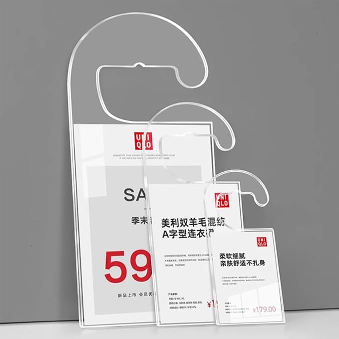 2 Pack Label Holder Price Tag Displays Sign Holder Data Card Holder Ads Display Stand for Retail Store Clothing Price Tag (L (A5) 148*210mm/5.83*8.27inches)