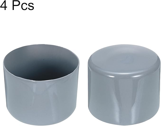 uxcell 4pcs Rubber End Caps 55mm ID Vinyl Round Tube Bolt Cap Cover Screw Thread Protectors Grey, 40mm Height