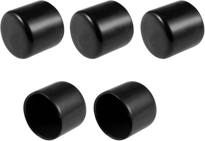 uxcell 5pcs Rubber End Caps 32mm ID Vinyl Round Tube Bolt Cap Cover Screw Thread Protectors Black