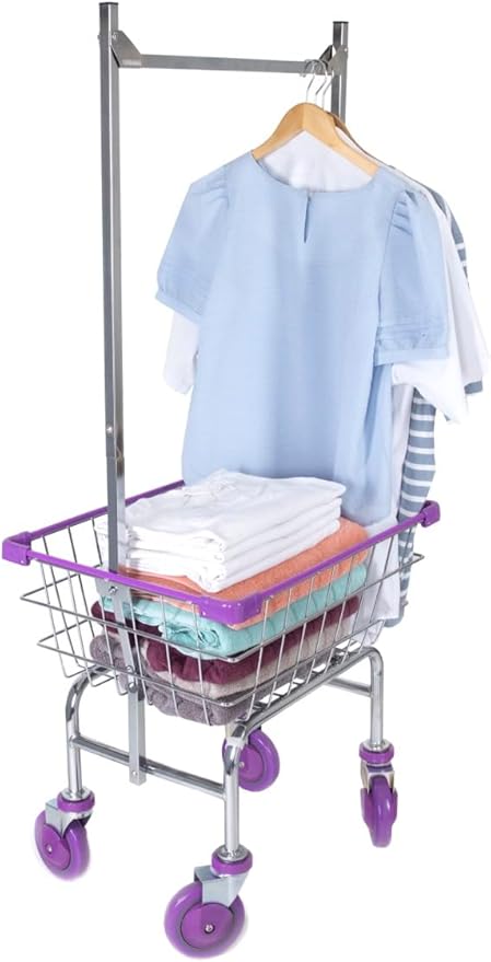 CHAMIN 1.5BU Chrome Coated CART for House and Commercial (Lavender Color) (Chrome, 1.5 Bushel)