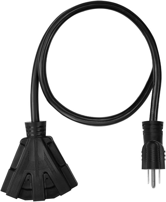50FT 12/3 Outdoor Extension Cord, Heavy Duty 3-Outlet SJTW Indoor/Outdoor Three-Prong Power-Cord 12-Gauge Grounded 15-Amp 1875 Watts