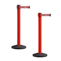 Crowd Control Warehouse CCW Series RBB-150 - Set of 2 Stanchion Retractable Belt Barriers - 16 Foot, Red"Authorized Access ONLY" White Letters Belt with Red Post - Easy Assembly