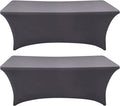 SEPARO 2 Pack 6 Ft Grey Table Cover Fitted Rectangular Tablecloth Stretchable Fabric Table Cloth 6 ft Wrinkle-Free for Party Tradeshows Banquet Weddings Cocktail