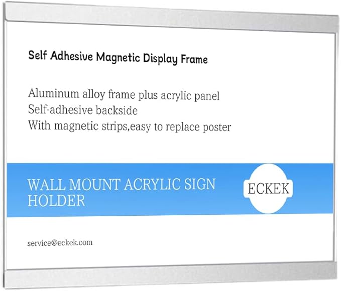 Wall Mount Acrylic Sign Holder Self Adhesive Magnetic Display Frame Clear Document Frame for Office, Store, School, Home, Wall Picture Frame (Horizontal A5 148×210mm/5.83×8.27inches)